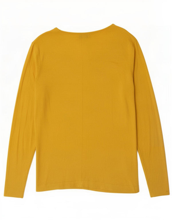 Jigsaw Top da donna a maniche lunghe UK 16 Large Giallo Poliammide