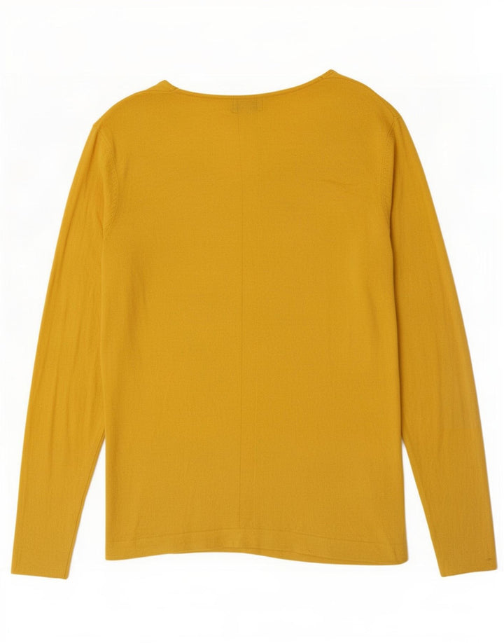 Jigsaw Top da donna a maniche lunghe UK 16 Large Giallo Poliammide