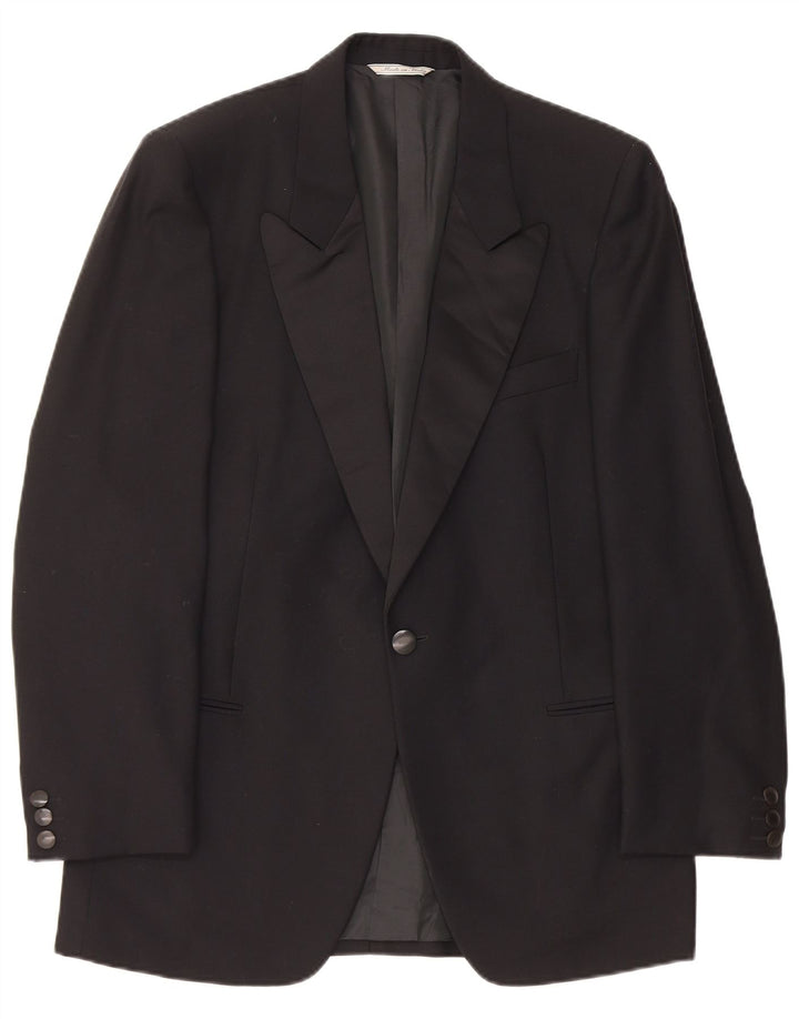 Giacca blazer da uomo a 1 bottone Carieri IT 48 media nera in lana vergine