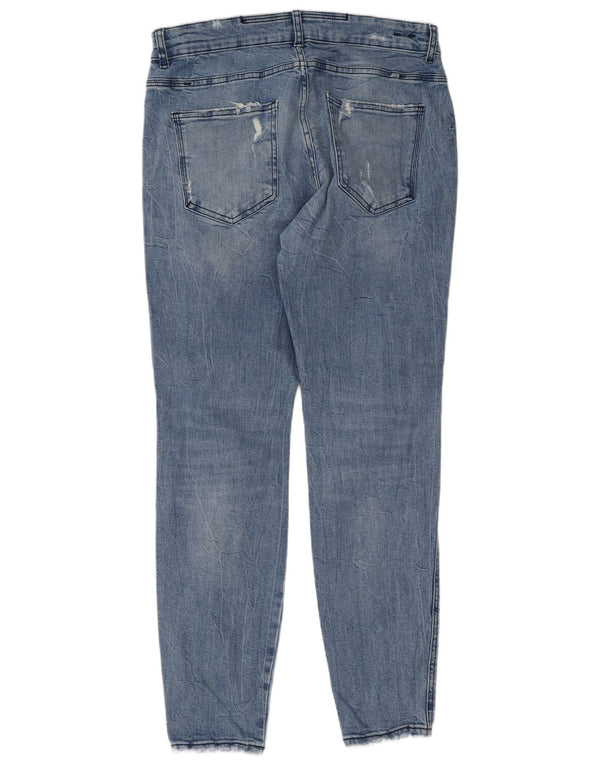 Jeans slim invecchiati da uomo Zara EU 44 Large W34 L29 Blu