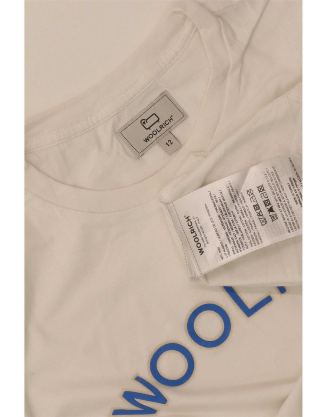 T-shirt grafica per ragazzi Woolrich Top 11-12 anni in cotone bianco
