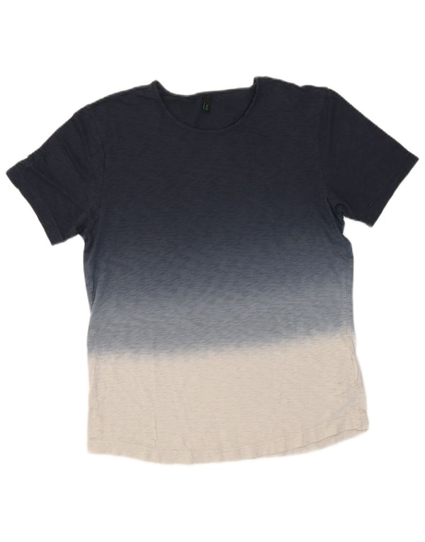 T-shirt da uomo BENETTON Top in cotone color block medio blu navy