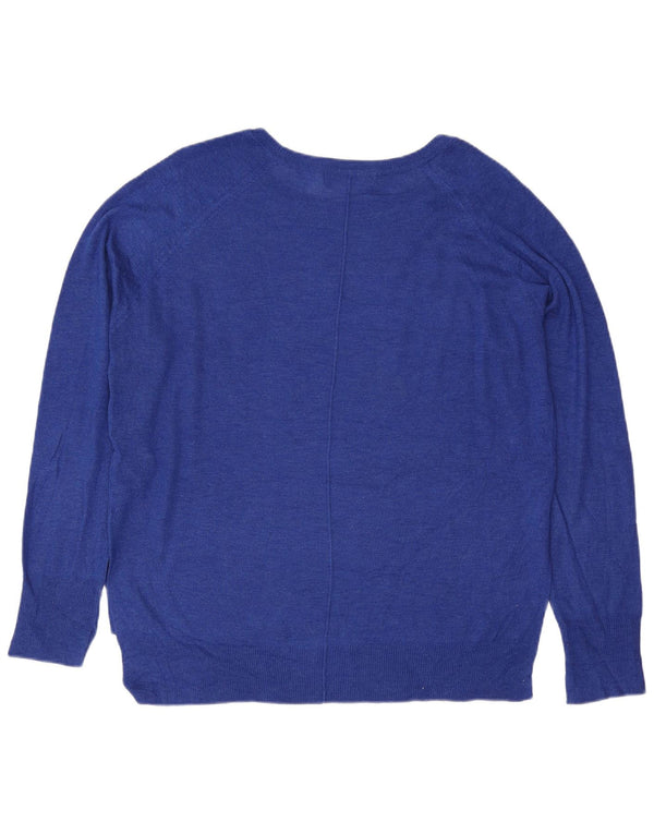 Maglione maglione con scollo a barca da donna Zara UK 14 Viscosa blu medio
