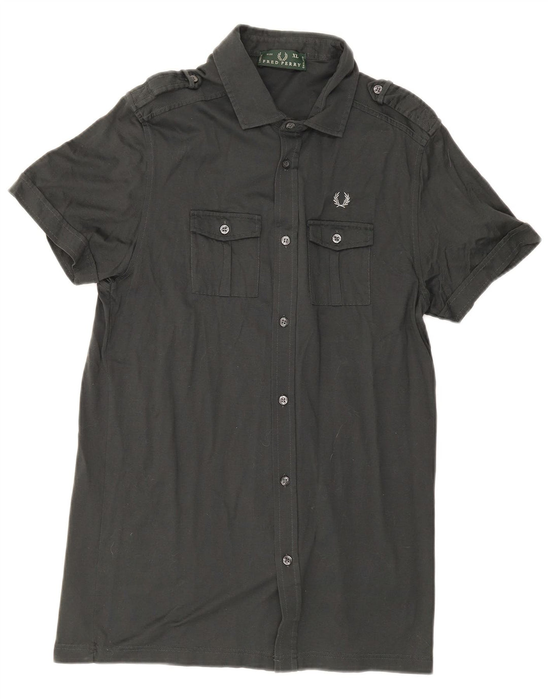 Camicia militare a maniche corte da uomo Fred Perry XL in cotone grigio