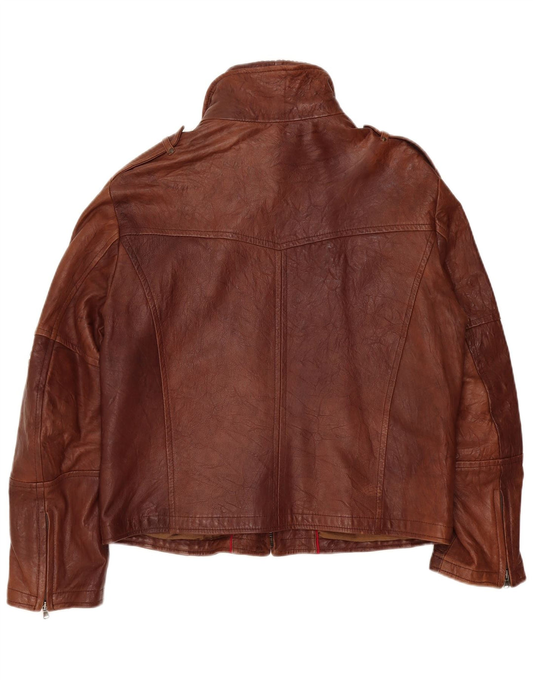 Giacca in pelle militare da uomo vintage UK 40 grande in pelle marrone