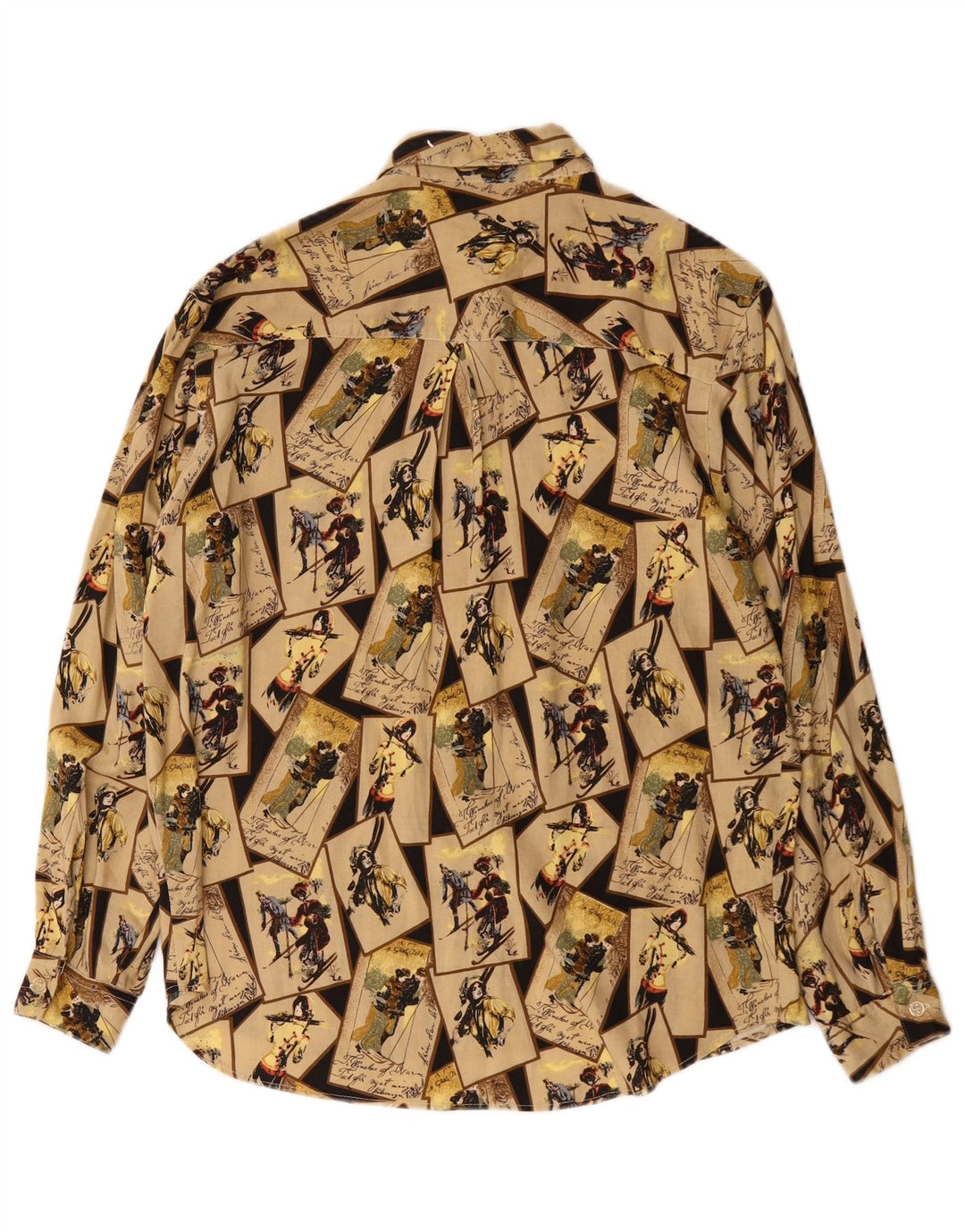 HANAITI Camicia grafica da donna Camicetta UK 14 Viscosa patchwork beige medio