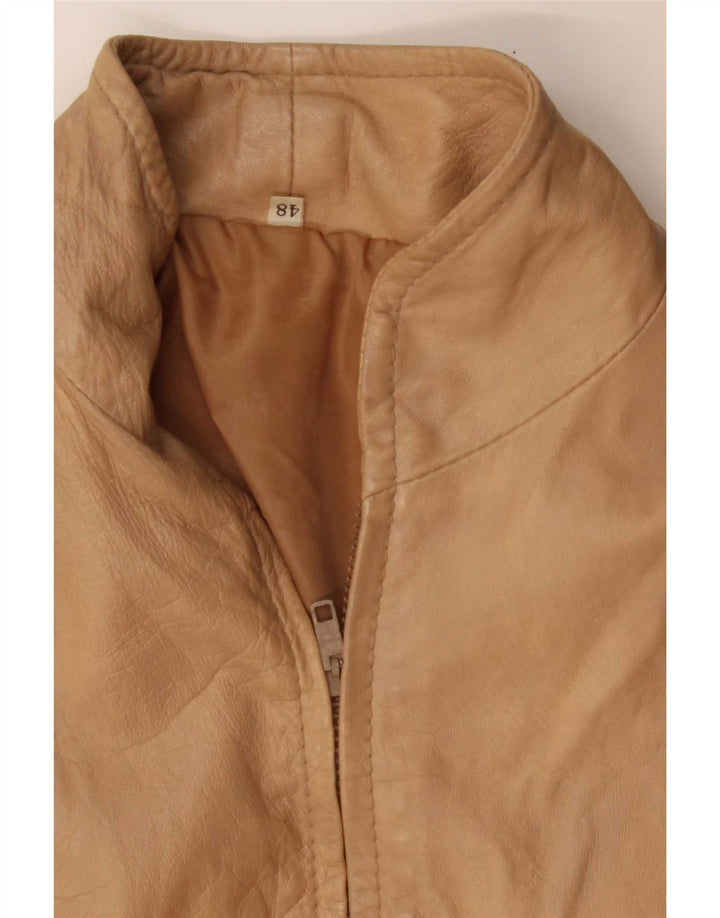 Giubbotto bomber in pelle vintage da donna IT 48 XL Beige