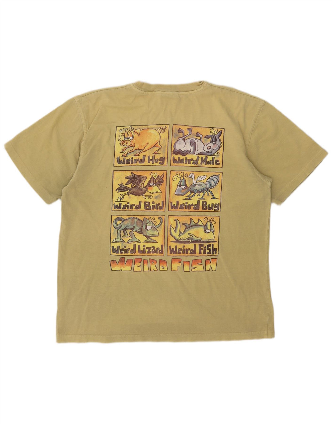 T-shirt grafica da uomo Weird Fish Top grande in cotone kaki