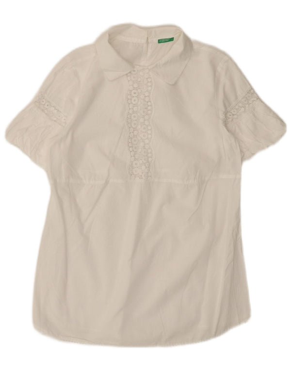 BENETTON Camicetta da donna Top UK 12 Medio Bianco