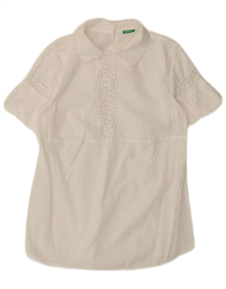 BENETTON Camicetta da donna Top UK 12 Medio Bianco