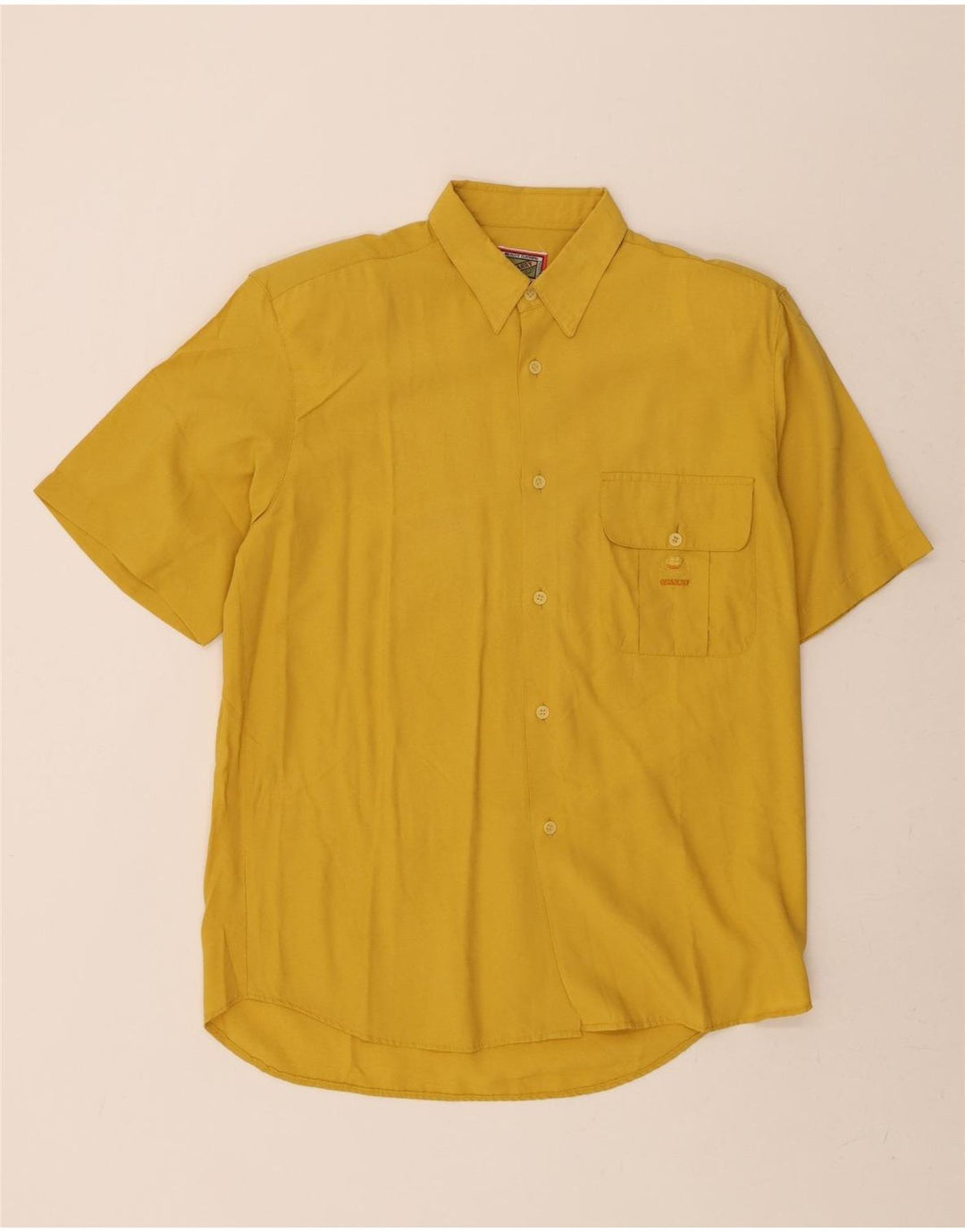 QUARRY Mens Short Sleeve Shirt Small Yellow Viscose Vintage Quarry and Second-Hand Quarry from Messina Hembry 
