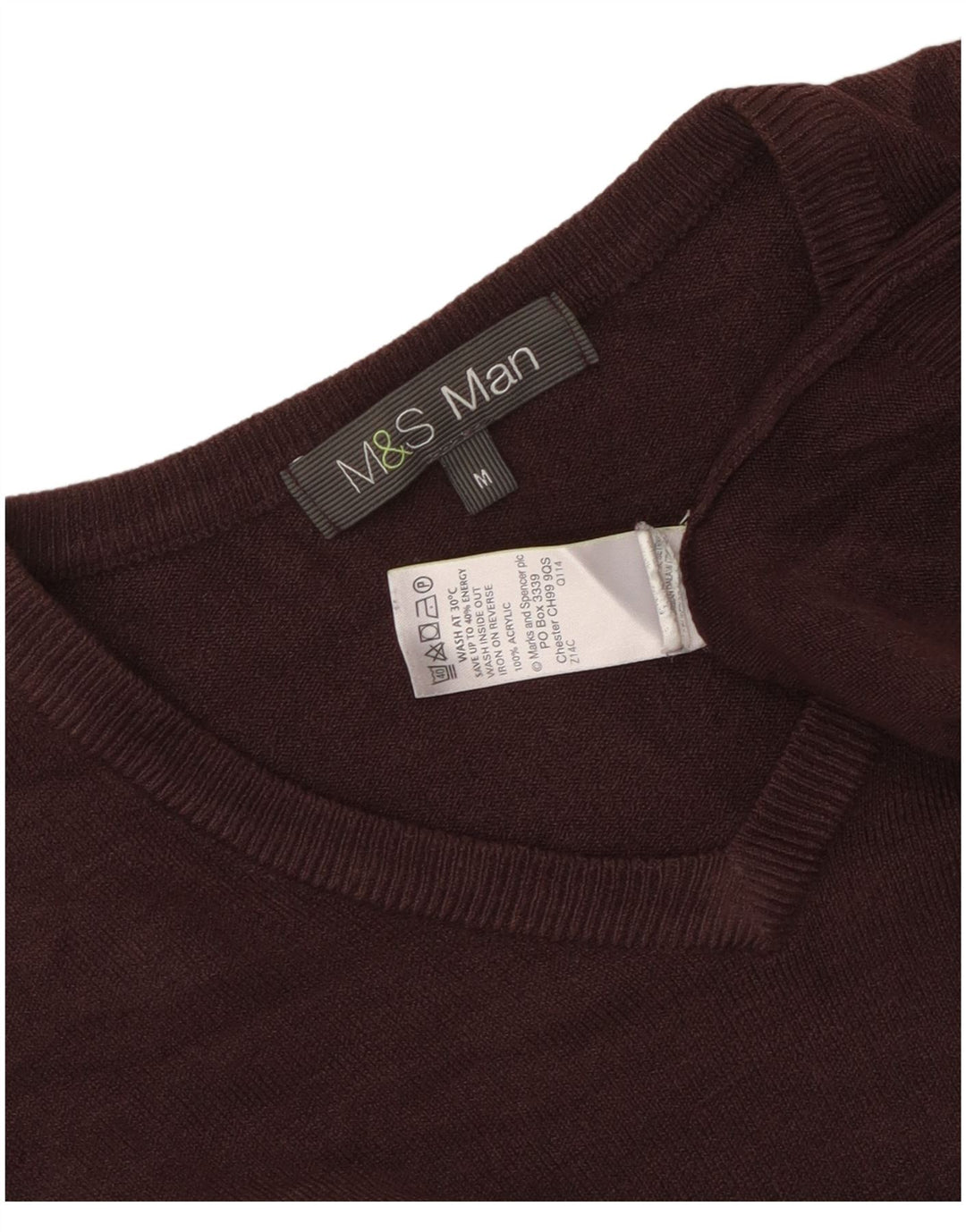 Maglione da donna con scollo a V Marks & Spencer UK 14 Acrilico marrone medio
