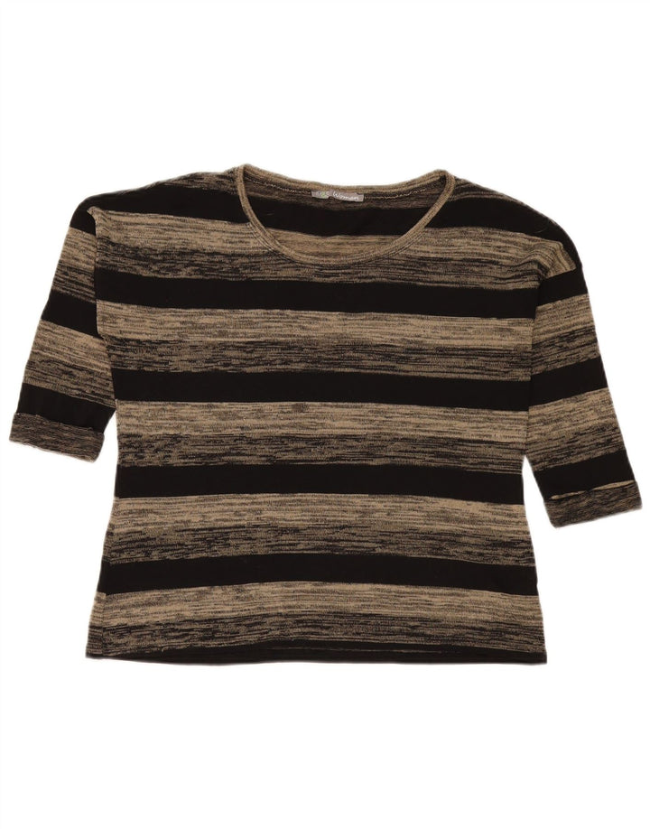 Top oversize da donna Marks & Spencer manica 3/4 UK 10 piccolo grigio a righe