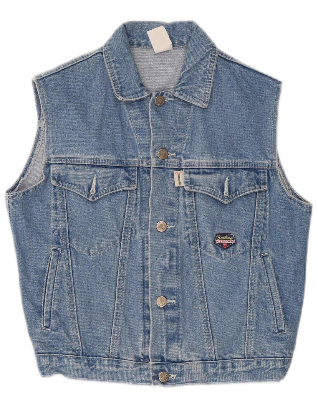 Gilet vintage in denim per ragazzi 10-11 anni in cotone blu