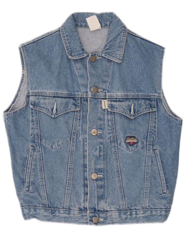 Gilet vintage in denim per ragazzi 10-11 anni in cotone blu