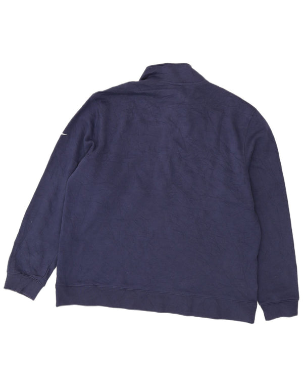 Felpa Nike da uomo con collo con zip grafica, maglione 2XL, cotone blu navy