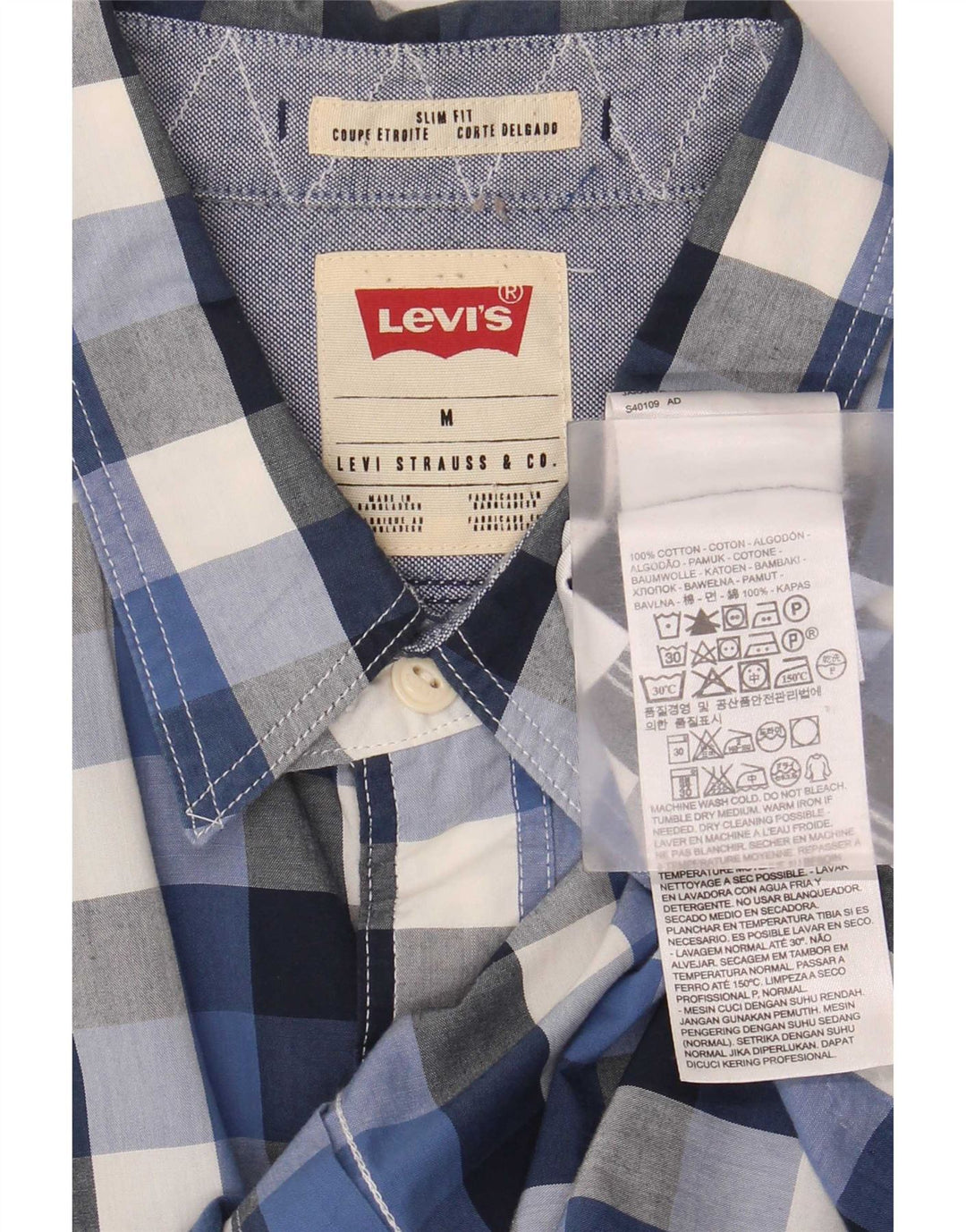 Camicia Levi's da uomo slim fit in cotone a quadretti blu medio