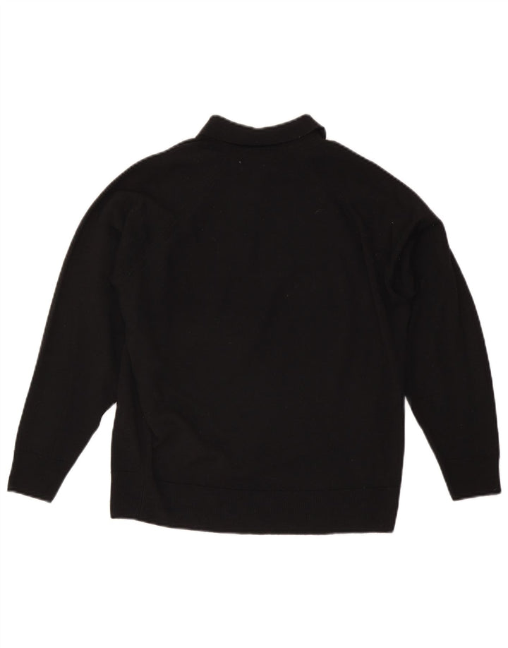 Maglione maglione collo alto da donna CZARINA UK 16 grande lana nera