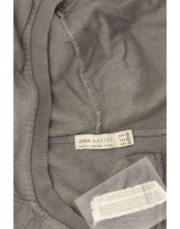 Maglione con cappuccio e zip da donna Zara UK 14 Cotone grigio medio
