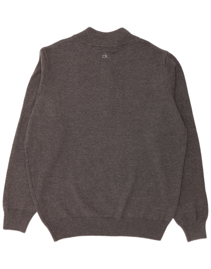 CALVIN KLEIN Maglione da golf da uomo con collo e zip 2XL Cotone grigio