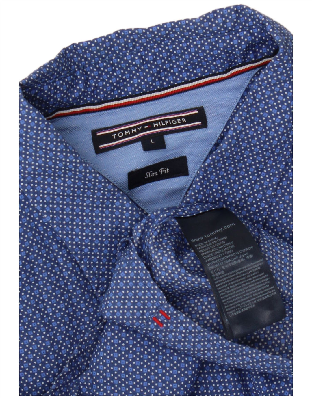 TOMMY HILFIGER Camicia slim fit da uomo grande cotone geometrico blu