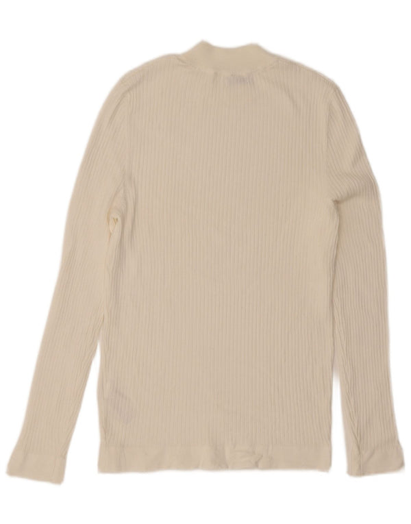 Top Zara da donna a maniche lunghe UK 12 viscosa bianca media