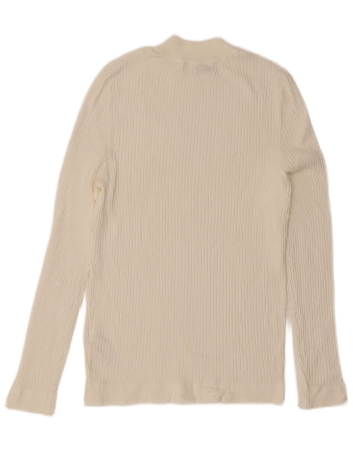 Top Zara da donna a maniche lunghe UK 12 viscosa bianca media