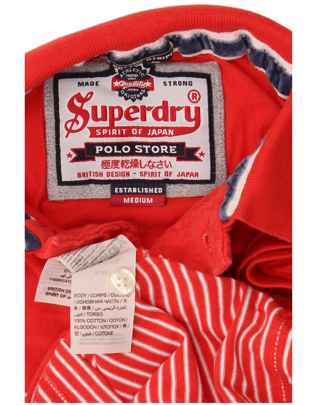Polo da uomo Superdry in cotone a righe rosse medie