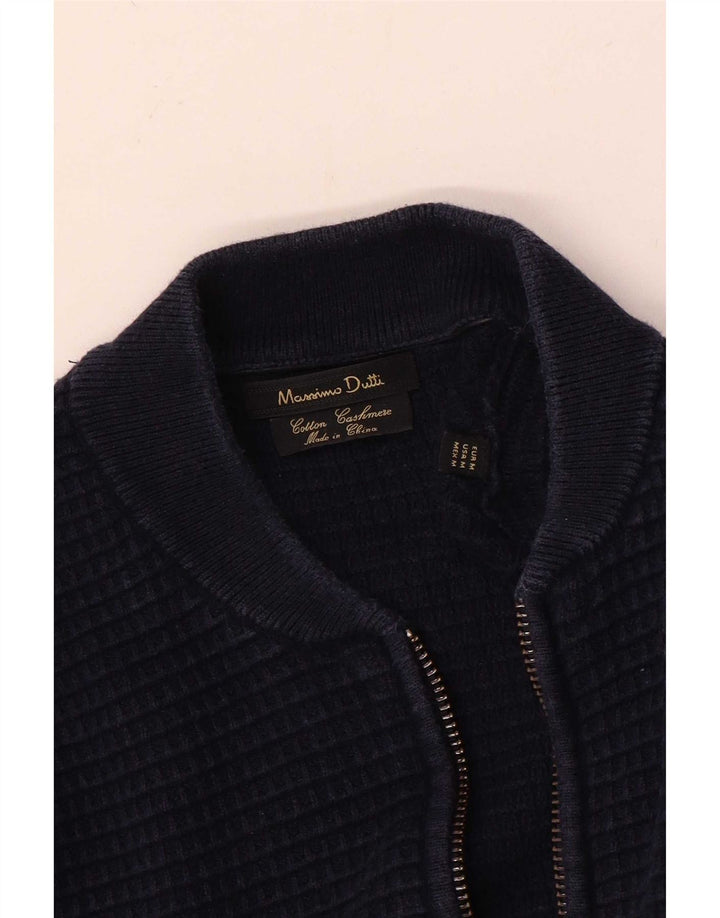 Maglione cardigan da uomo Massimo Dutti in cotone blu navy medio