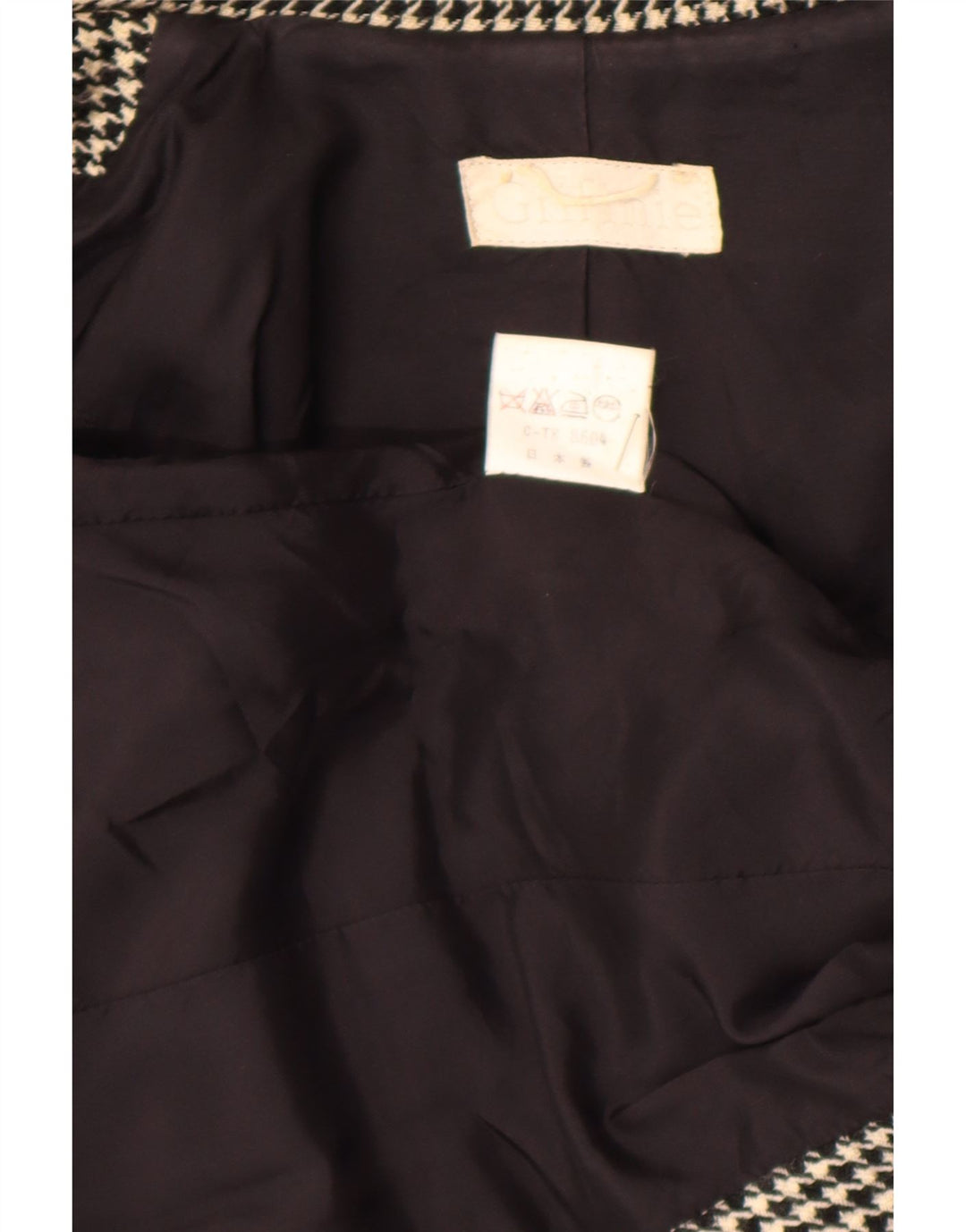 Giacca blazer da donna a 4 bottoni Griffe UK 10 piccolo pied de poule nero