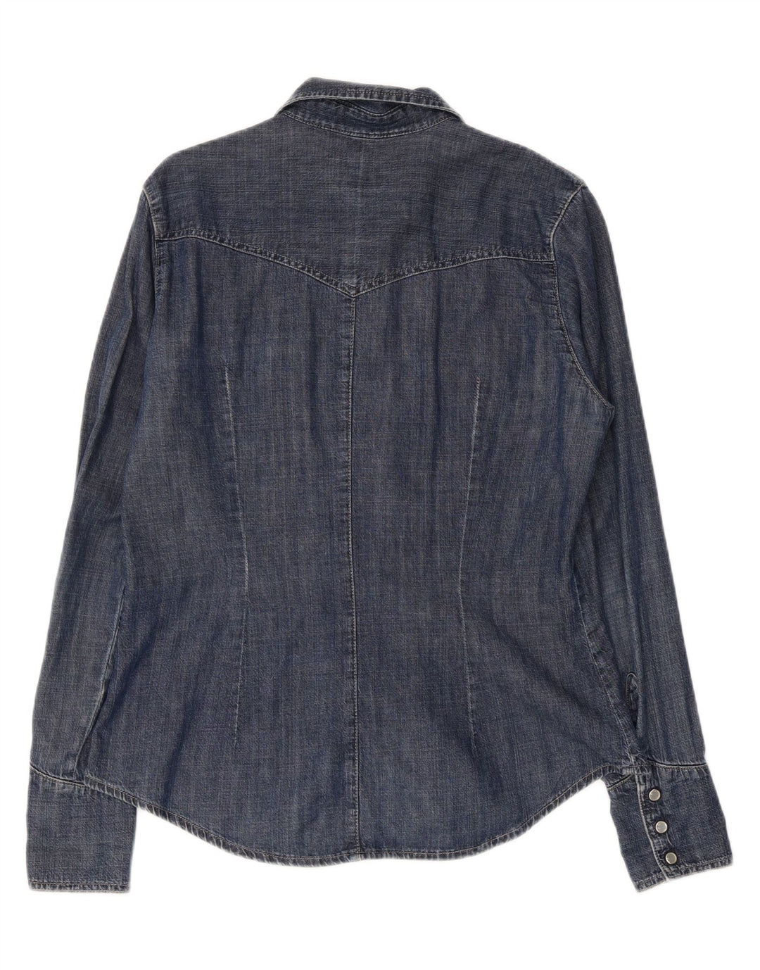 CARRERA Womens Denim Shirt UK 14 Large Blue Cotton