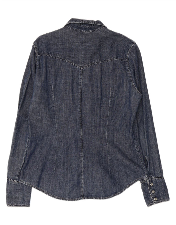 CARRERA Womens Denim Shirt UK 14 Large Blue Cotton