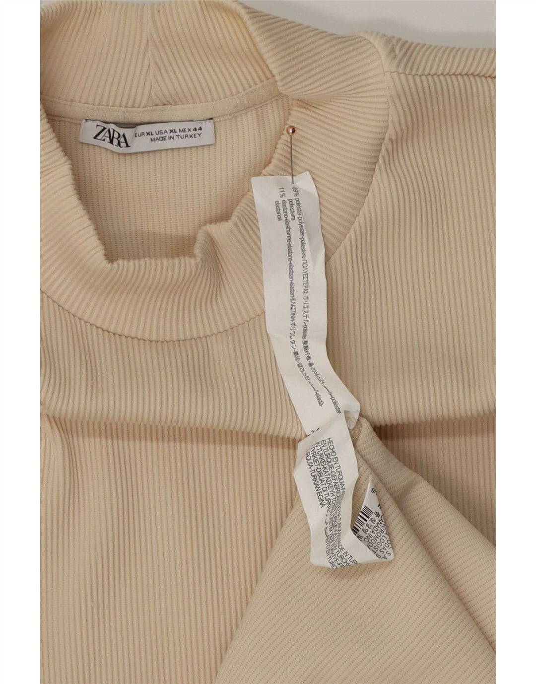 Top Zara da uomo a maniche lunghe XL in poliestere beige