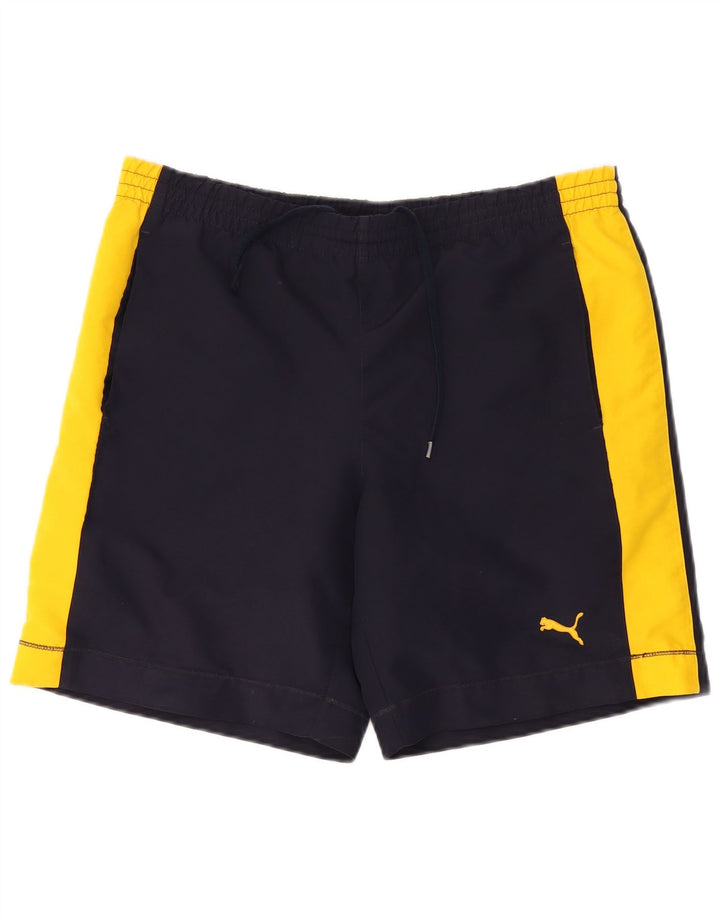 Pantaloncini da bagno grafici da uomo Puma a blocchi di colore blu navy medi