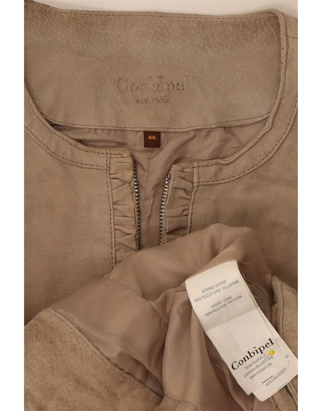 Giacca Donna Scamosciata Conbipel IT 46 Large Pelle Beige