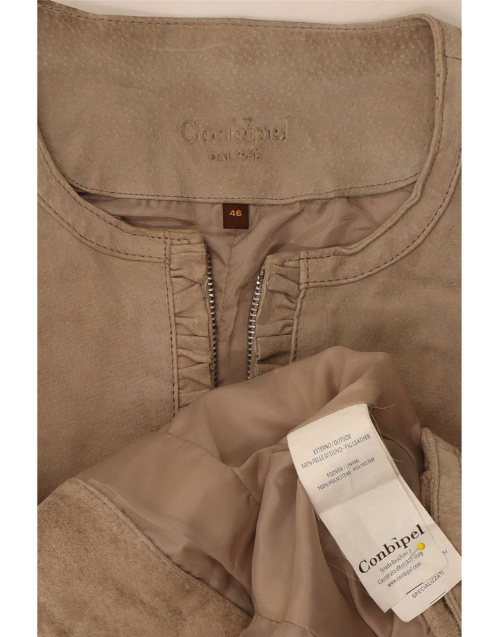 Giacca Donna Scamosciata Conbipel IT 46 Large Pelle Beige
