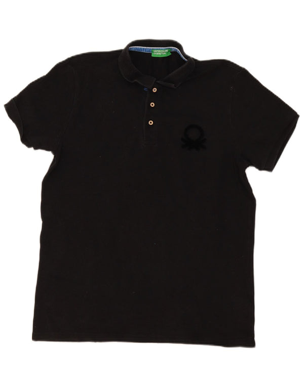 Polo Benetton Uomo Large Nera In Cotone