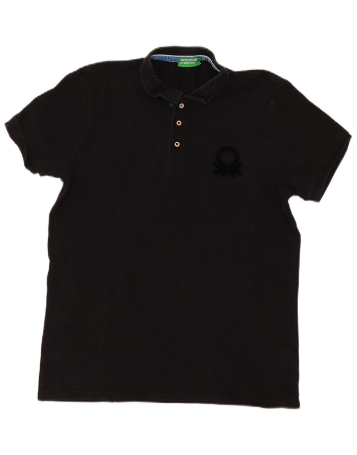 Polo Benetton Uomo Large Nera In Cotone
