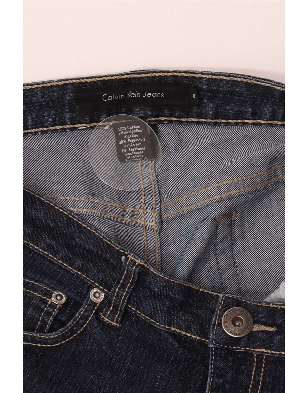 Jeans svasati da donna Calvin Klein US 8 Medium W30 L31 Cotone blu navy