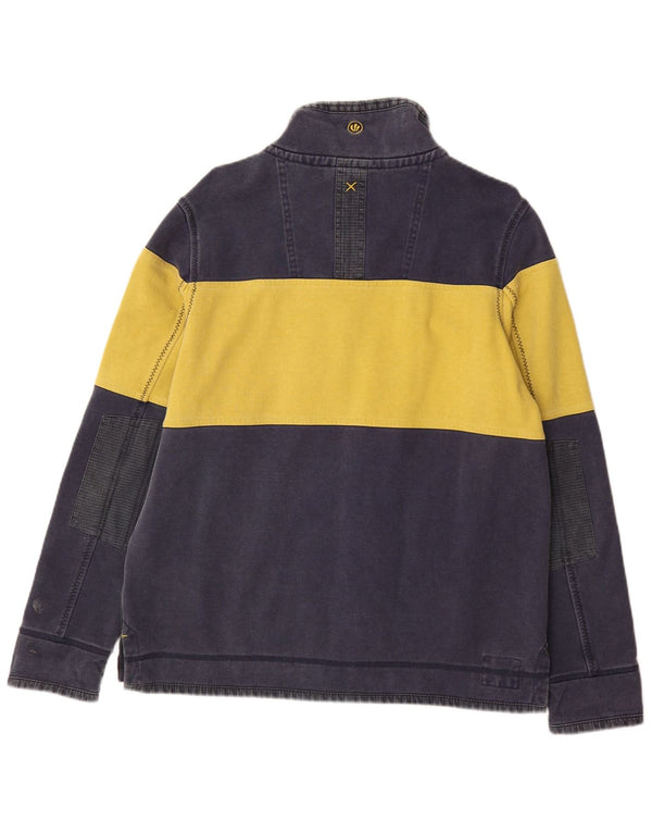 Felpa da uomo con collo con zip Fat Face, maglione medio, blu navy, color block