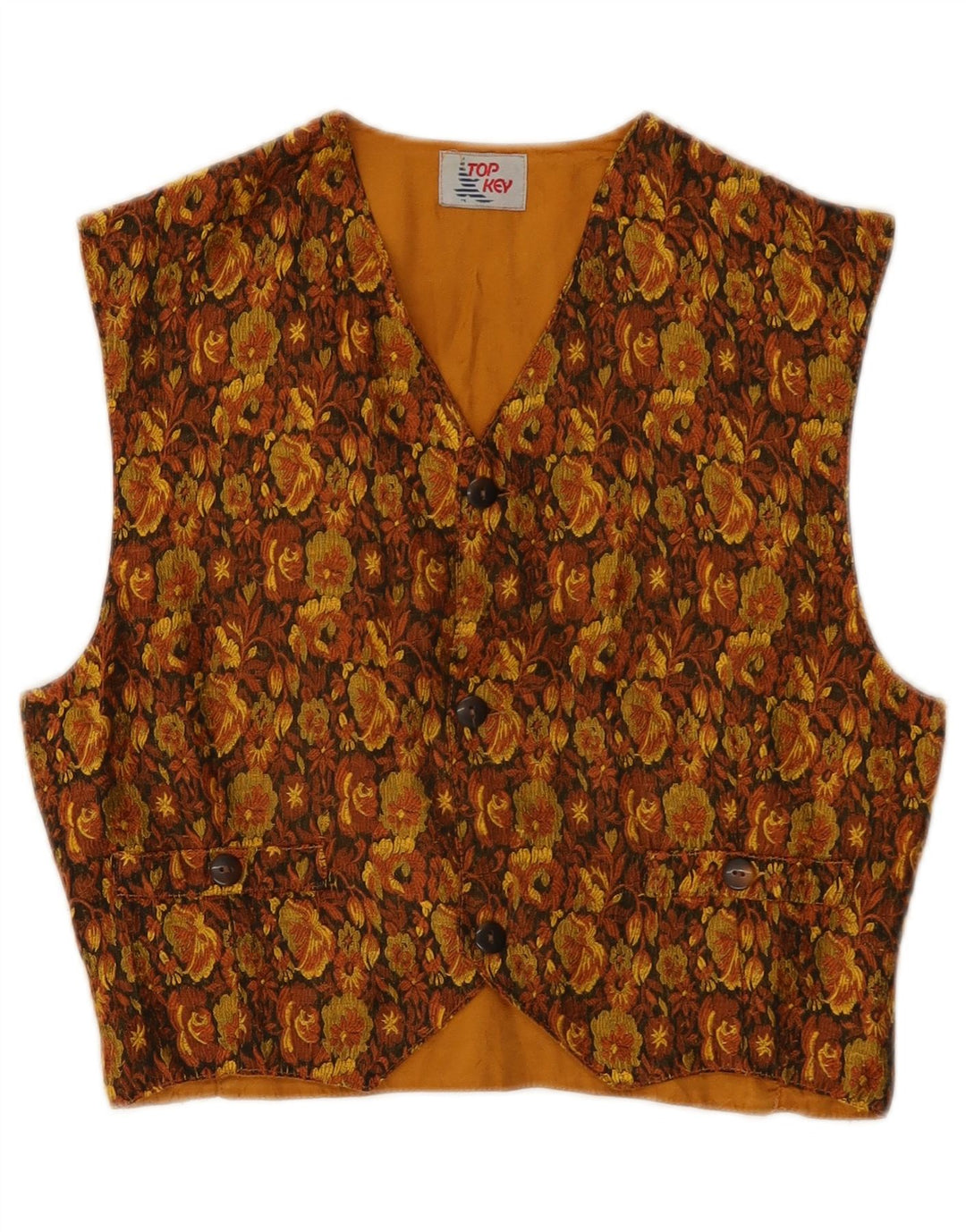 Gilet Vintage da Donna IT 40 Piccolo Marrone Floreale