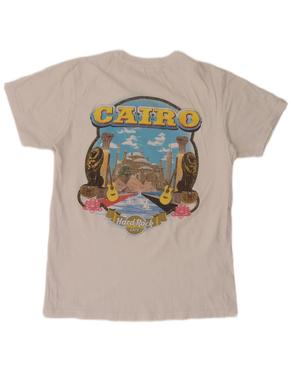 T-shirt grafica da uomo Cairo Hard Rock Cafe in cotone bianco medio