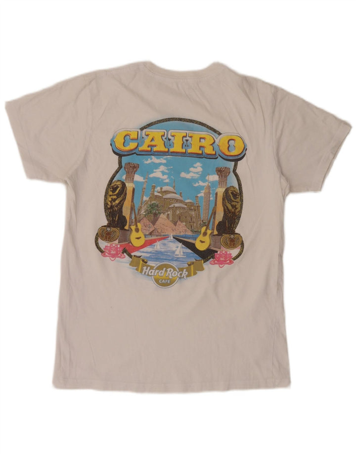 T-shirt grafica da uomo Cairo Hard Rock Cafe in cotone bianco medio