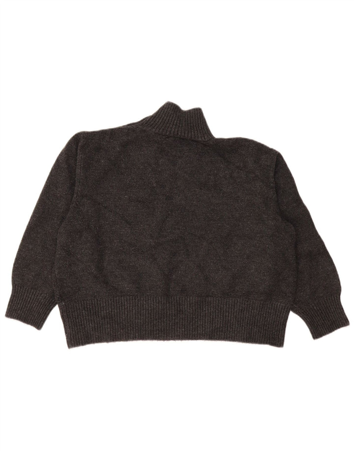 Maglione Zara da donna oversize corto con collo abbottonato UK 10 piccolo grigio