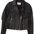 Giacca da motociclista in pelle da donna River Island UK 12 media nera