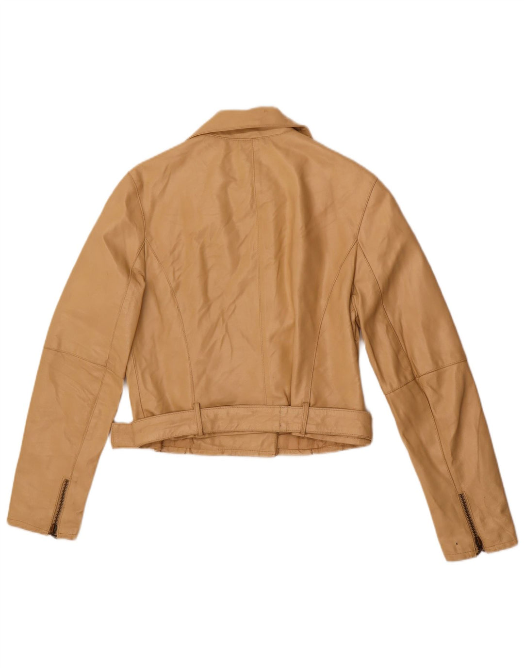 Giacca in pelle da motociclista da donna MOTIVI UK 8 piccola in pelle beige