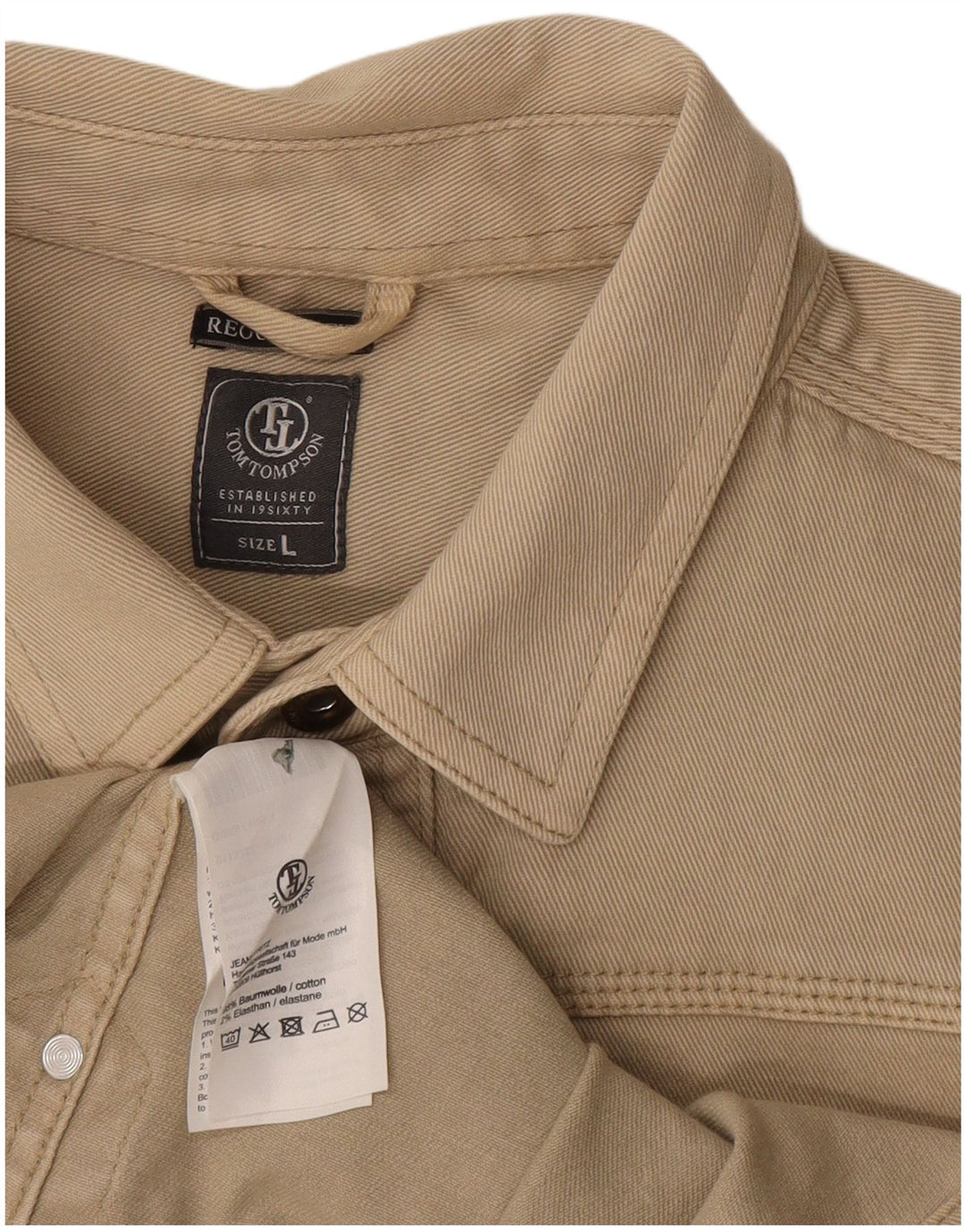 Camicia da uomo in flanella Tom Tompson grande in cotone beige