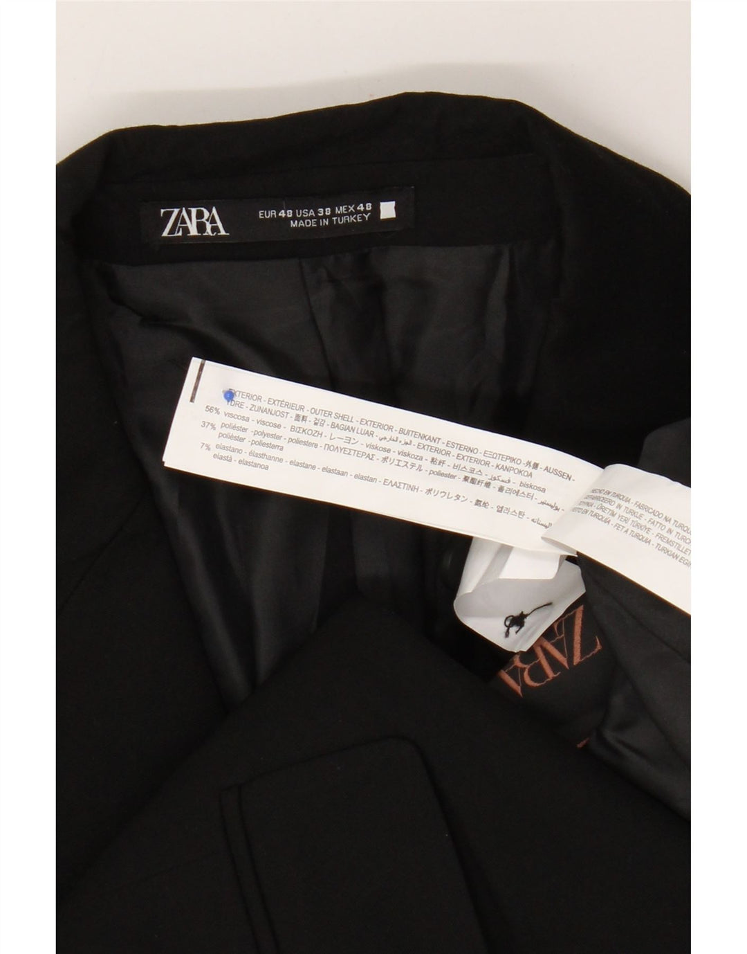 Giacca blazer a 2 bottoni da uomo Zara EU 48 viscosa nera media