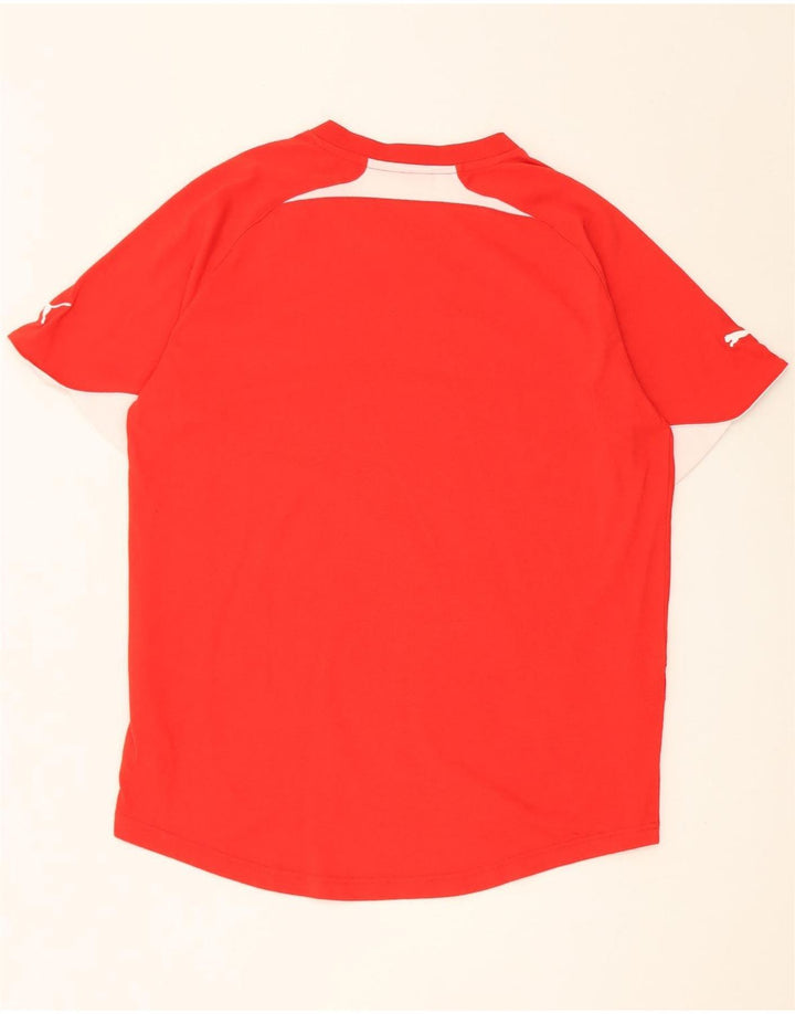 T-shirt da uomo Puma Top in poliestere color block rosso medio