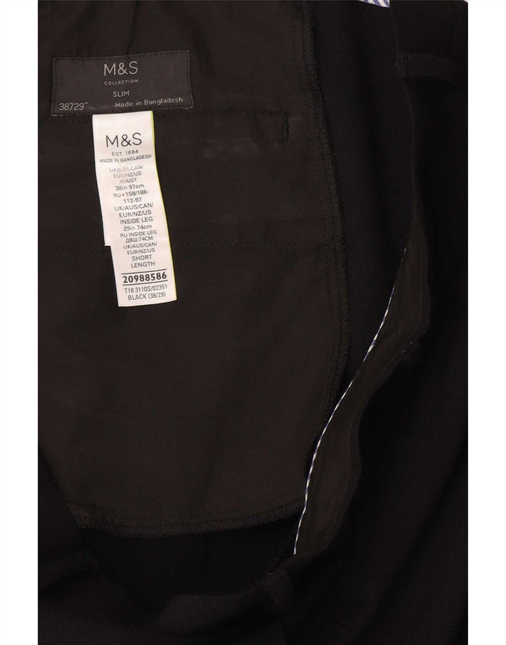 Marks & Spencer Pantaloni casual slim da uomo W38 L29 Poliestere nero